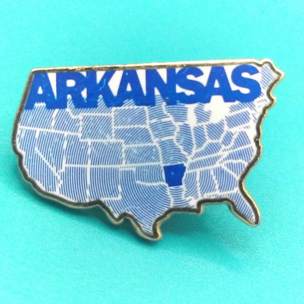 Arkansas Vintage Lapel Pin State Souvenir Gold Tone Enamel